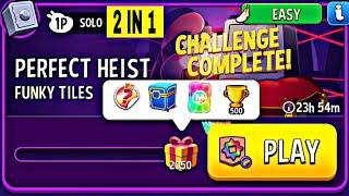 2 Solo funky tiles rainbow perfect heist solo challenge | match masters | funky tiles easy win