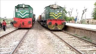 Two EMDs Locomotives || Millat Express & Sandal Express || Abdul Hakeem Railway Station