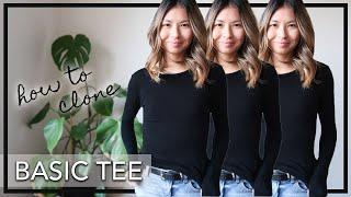 HOW TO Copy a Basic Tee! DIY Sewing for beginners, long sleeve t-shirt pattern from scratch!