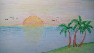 Как нарисовать закат у моря/How to draw a sunset by the sea