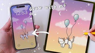 Drawing a cute wallpaper for iPhone 14 Pro  Draw with me - step by step Procreate tutorial