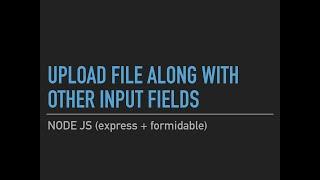 Node JS - Upload file along with other input fields