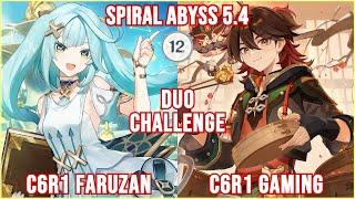 Spiral Abyss 5.4 - Faruzan x Gaming 4 Stars Duo Challenge Floor 12 Full Star Clear | Genshin Impact