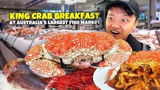 $400 World's BEST "Whole KING CRAB" & LOBSTER NOODLE Breakfast at LARGEST Fish Market in Australia