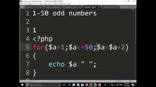 How to print odd numbers between 1-50 using php programming language