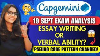 Capgemini 19th Sept Exam Analysis | Pattern Changed Again ? #capgemini_exceller_questions #capgemini