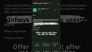 Infosys onboarding update - withdrawal of offer #infosys #onboarding