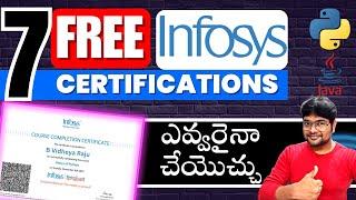 FREE Online Courses with Certificate by Infosys | Infosys Launched 7 Free Certification   in Telugu