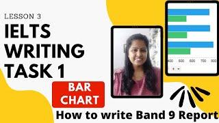 IELTS WRITING TASK 1| BAR CHART | How To Score Band 9 Report  Step Wise!