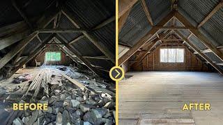 100 Year Old Workshop Renovation - Repairing Rotten Attic Floor