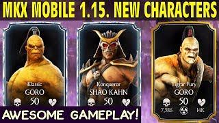 MKX Mobile 1.15 Update. ALL NEW CHARACTERS GAMEPLAY + Review! Bugged BRUTALITY, Shao Kahn, Goro!