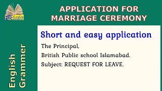 Application For Marriage Ceremony  | Short Application | Easy Application | Fiz Education