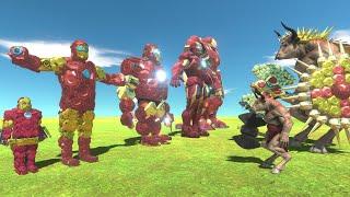 Iron Man Team VS Minotaur of Evolution - Animal Revolt Battle Simulator