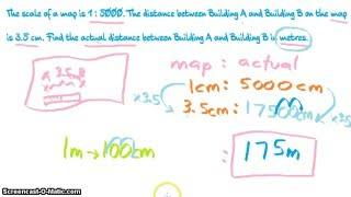 Map Scales : Finding Actual Distance with Given Scale