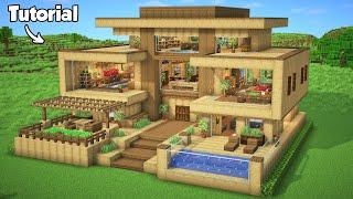 Minecraft: How to Build a Survival Wooden House Tutorial (Easy) #3 - Interior in Description!