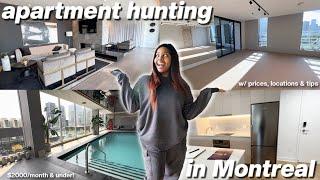 APARTMENT HUNTING IN MONTREAL | touring 6 luxury apartments w/ prices!