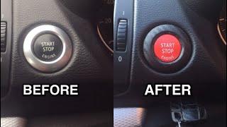 Installing Red Push Start Stop Button & Wrapping Bezel in Carbon Fibre BMW E88 E87 E82 E81 3 Series