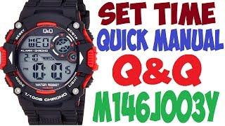 How to set time Q&Q digital watch M146J003Y - quick manual