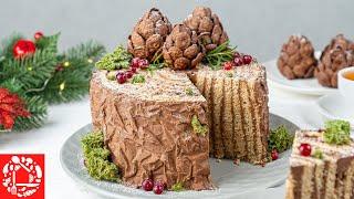 Cake for the New Year. Cake recipe stump for a festive table