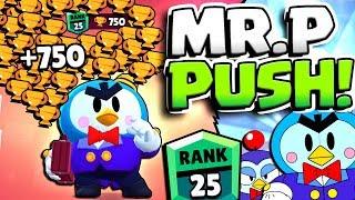 +750 TROPHIES AT ONCE WITH NEW BRAWLER MR. P! MR. P RANK 25 SHOWDOWN PUSH!