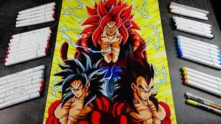 Drawing GOGETA SSj4, Goku & Vegeta | Commission #150