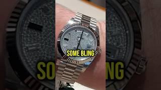 AD shows me an insane pave dial Day-Date #rolex #diamonds #watches #daydate