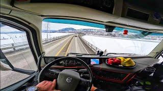 I'm passing Lillehammer POV Winter Truck Driving Norway 4K60 Volvo FH540