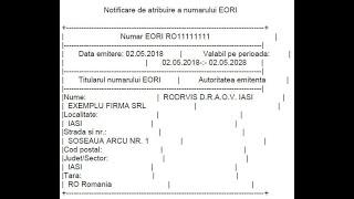 Numar eori  gratuit , atribuirea numarului  eori pentru persoane fizice care este obligatoriu