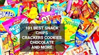 New 101 Yummy Snack Opening m&m's potato chips crackers candy bars chocolate kit kat cookies