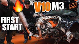 10 into 1 V10 BMW M3 Headers First Start - It Sounds......