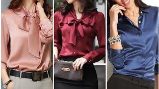 according to the latest fashion satin tops blouses and shirts designs ideas