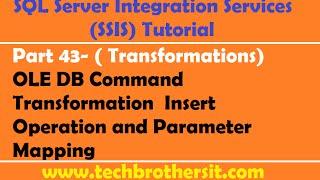 SSIS Tutorial Part 43-OLE DB Command Transformation  Insert Operation and Parameter Mapping