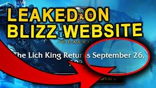 WOTLK Classic Release Date Leaked on Blizzard's Website!