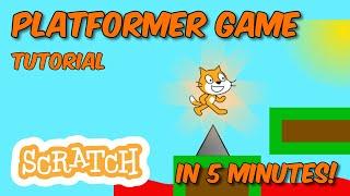 Make a PLATFORMER GAME  in 5 MINUTES! || Scratch 3.0 Tutorial  [Easiest Way]