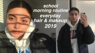 School Morning Routine 2019 | Everyday Makeup + Hair