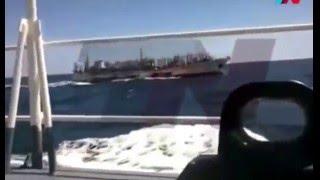 Crew is OK rescued. Argentina vessel sinks chinese boat. Аргентина потопила судно браконьеров.