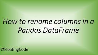 How to Rename columns in a Pandas DataFrame