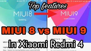 MIUI 9 vs MIUI 8 top features comparison | MIUI 9 top best features on hindi | MIUI 9 update Redmi 4