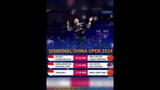 Hasil QUARTERFINAL dan Jadwal SEMIFINAL CHINA OPEN 2024. @mifastory11