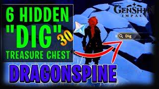 6 HIDDEN "DIG" TREASURE CHEST DRAGONSPINE FREE 30 PRIMOGEMS - GENSHIN IMPACT