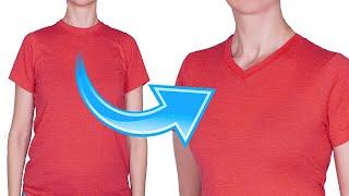 How to transform a crew neck T-Shirt to V-neckline easily!