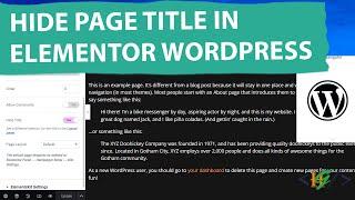 How to Hide Page Title in Elementor WordPress