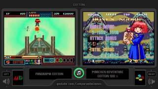 Cotton (Mega Drive vs Super Famicom) Side by Side Comparison (Sega Genesis vs Snes)