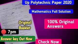 Up Polytechnic Paper 2020 Solution mathematics। maths Answer key| jeecup paper solution & download