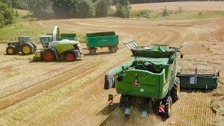 Gras dreschen und häckseln gleichzeitig, mit John Deere S-Serie,Claas Jaguar, John Deere 8R