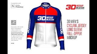 3D Men's Cycling Long Sleeve Jersey Longsleeve Mockup