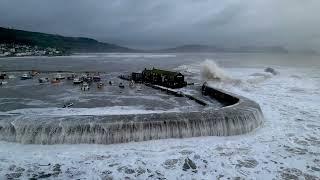 Storm Ciaran hits Lyme Regis (drone clips) - 2nd November 2023