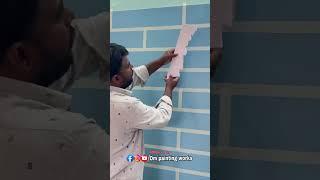 3D Bricks Design making for Bedroom wall painting ideas  #art #wallpaintingdesignideas