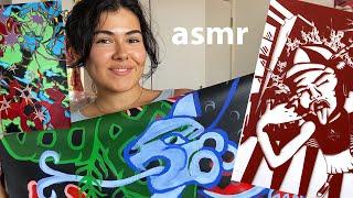 ASMR| Explaining my artwork (page turning, sticky tapping, ramble)