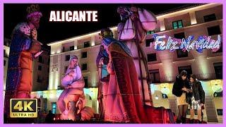 Walking Tour of Alicante Spain Winter 2024 Christmas lights  4K 1